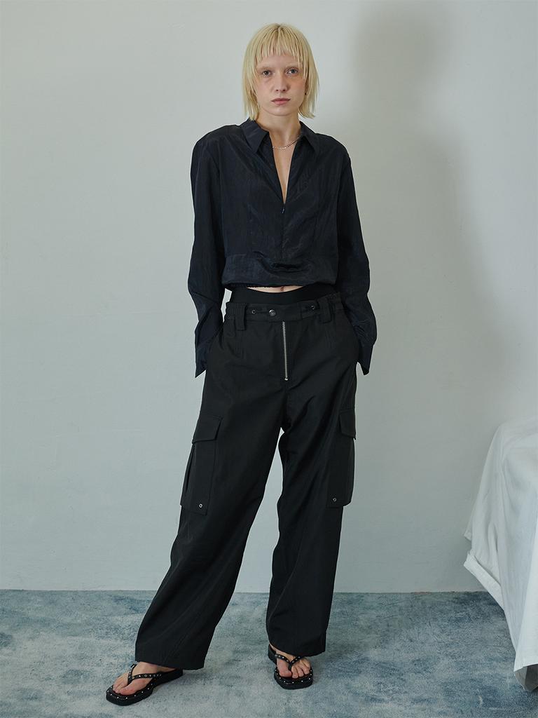 Lige Front Zip Cargo Pants Black
