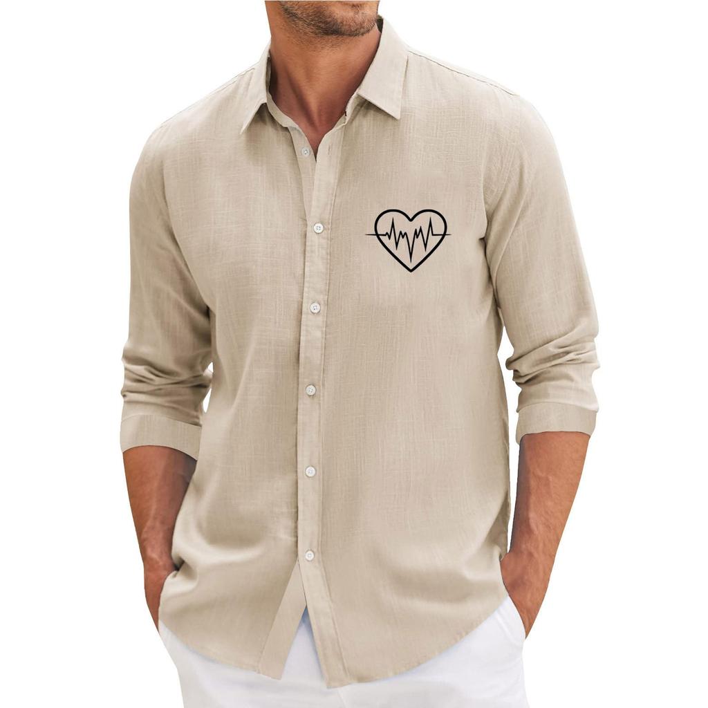 Lässiges, locker sitzendes Langarmhemd für Herren, modisches Revershemd