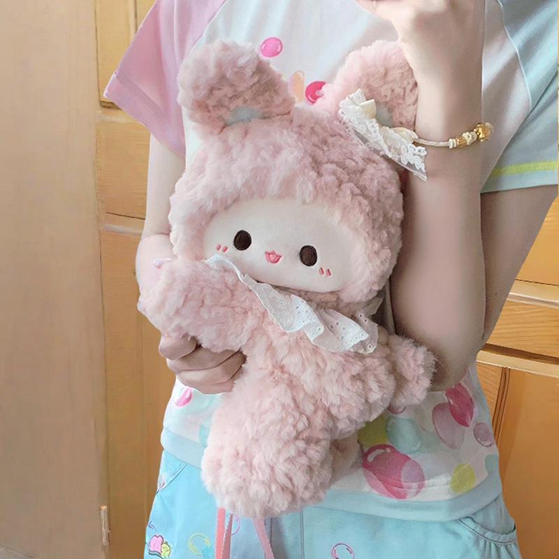 

Очаровательный плюшевый кролик через плечо и рюкзак - Мягкая, милая и девчачья мультяшная сумка розовый