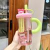 Cartoon Cute Straw Cup Summer Large-Capacity WaterCup High Temperature Resistant Plastic Straw Cups Outdoor Portable Cup