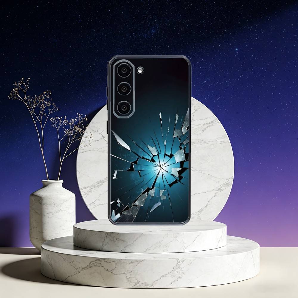 3D Vision Glass Shards Phone Case For Samsung Galaxy A73,A72,A71,A70,A53,A52,A51,Others Soft Black Cover