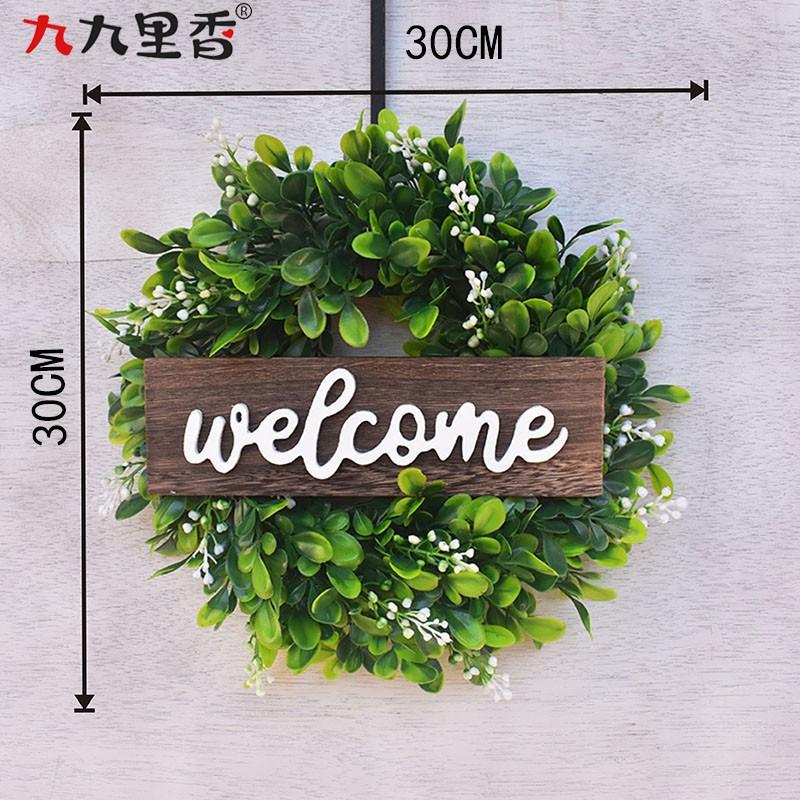 Rustic Wooden Welcome Sign With Eucalyptus Wreath Door Decor Photography Prop 30cm