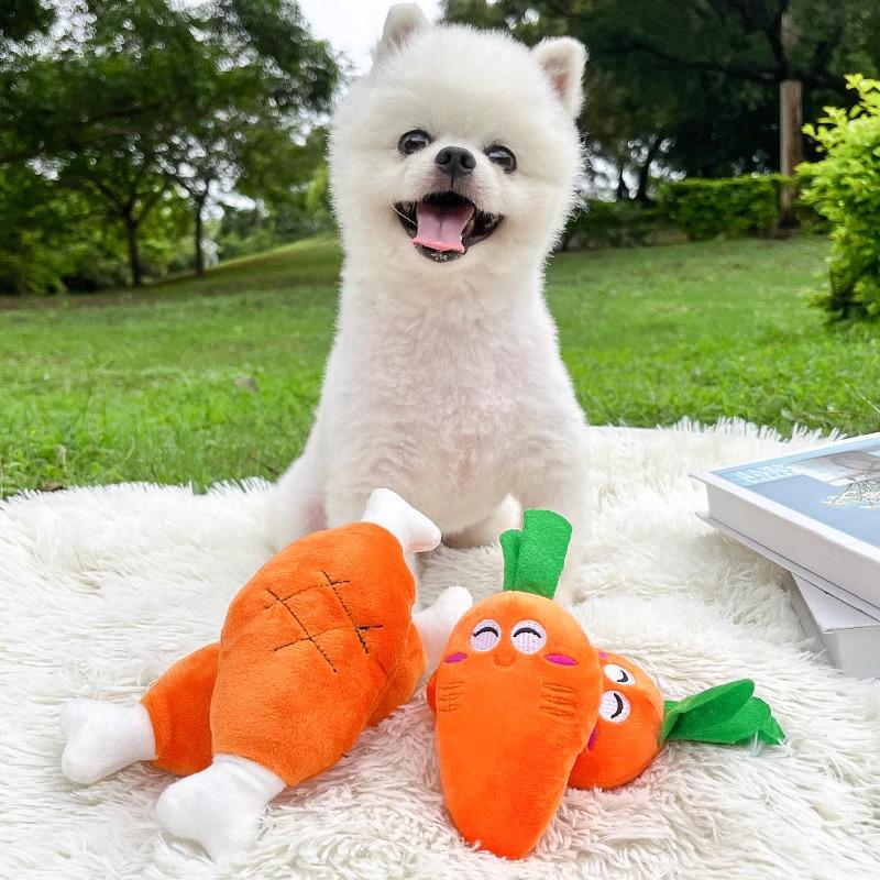 Plush Sounding Toy: Bite-Resistant Chicken Leg & Veggies for Pets