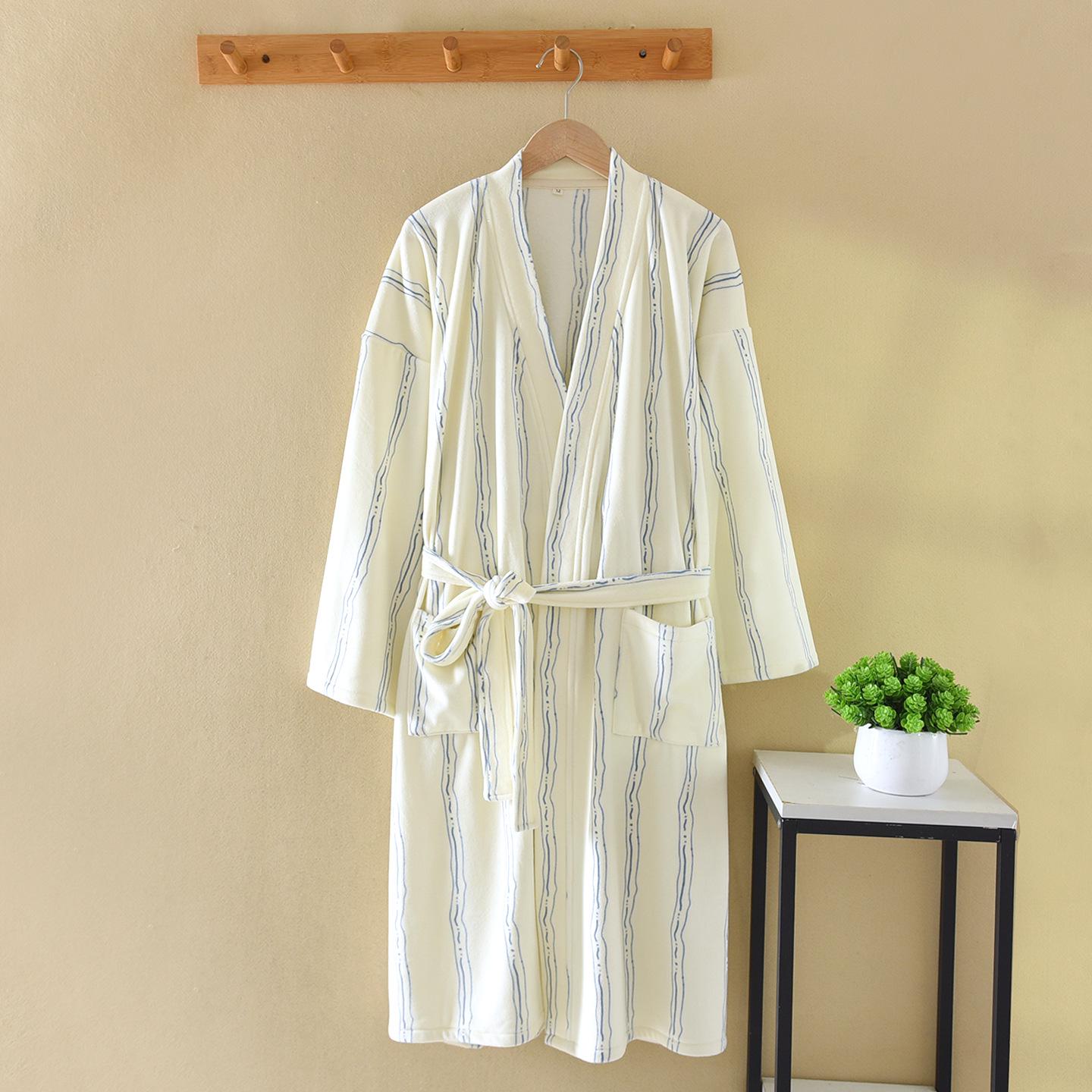 

Жіночий флісовий халат великого розміру Sea Island: Оксамитова потовщена, з довгим рукавом, тепла піжама для весни, осені, зими M