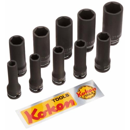Koken 1/2" (12.7mm) Square Impact Deep Socket Set, 10-Piece Set, 14207M