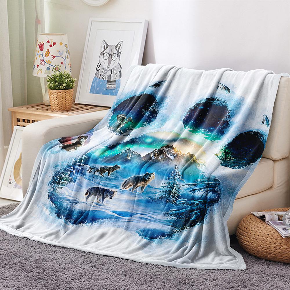 Polar Bear Print Flannel Blanket, High quality Comfortable for All Seasons, Home Decor, Warmth and Comfort, Perfect for Christmas Gifts