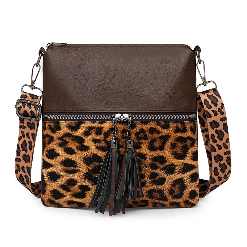 Leopard Print Shoulder Bag Women's Retro Multi-Layer Mobile Phone Bag