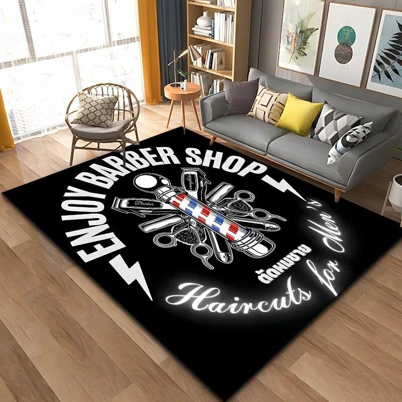 

Barber Shop Retro Area Rug Large Carpet Room Decoration For Living Room Bedroom Gift Home Decoration