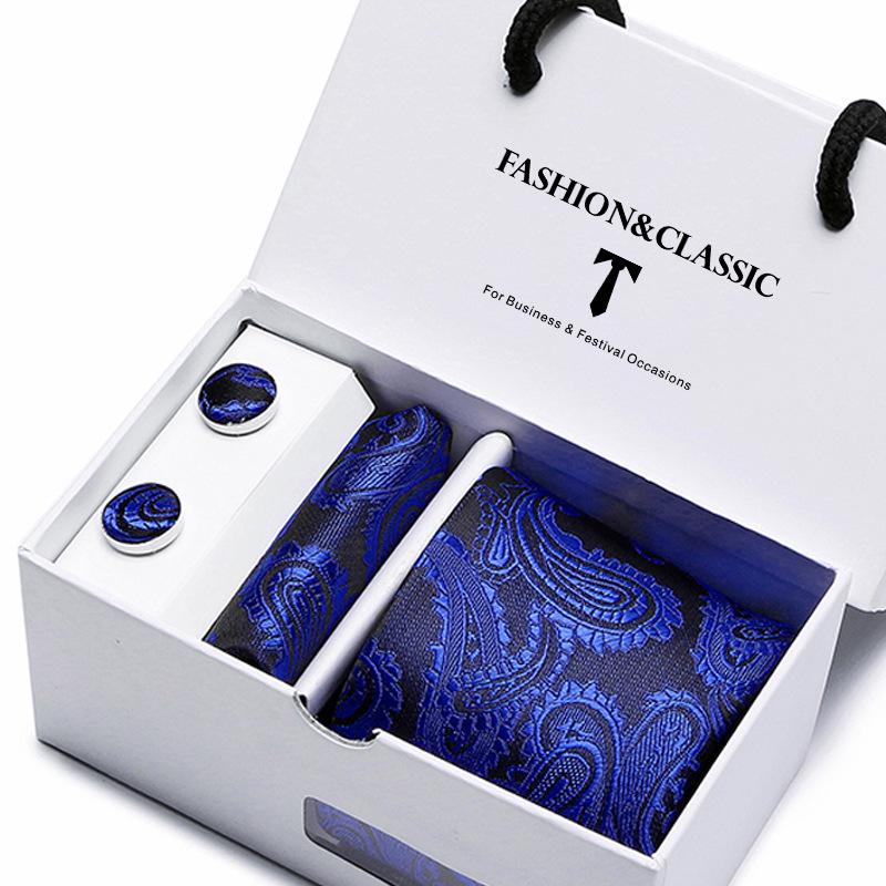 Men's Tie Gift Set: Striped & Polka Dot Tie, Pocket Square, Cufflinks