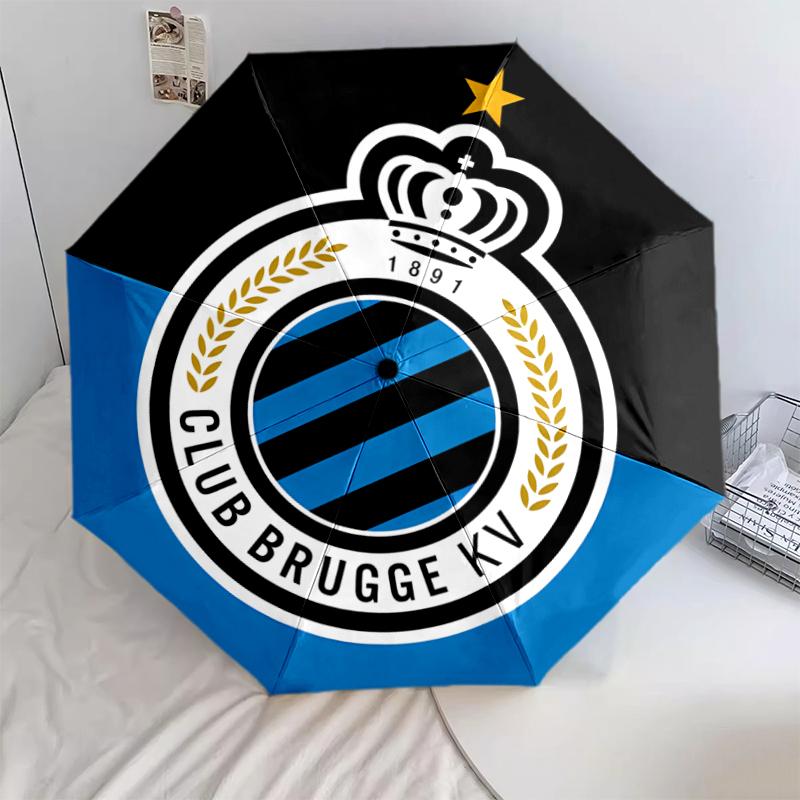 1 PC Automatic Folding Umbrella - Club Brugge K.V Pattern, Portable & Foldable Design with 8 Ribs, Christmas Birthday Gifts
