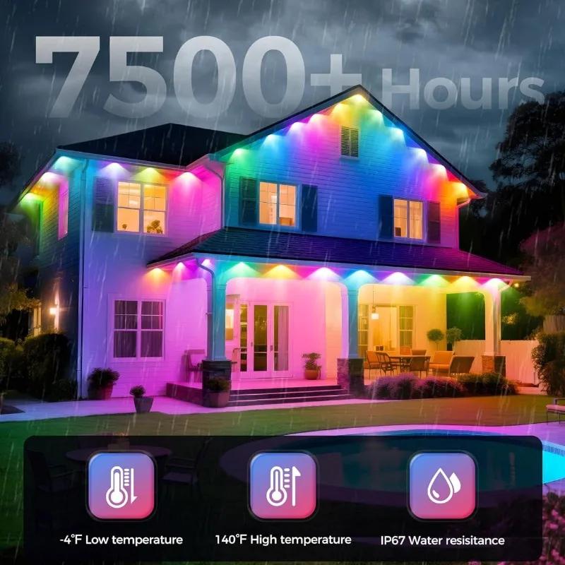 MIMI RGB Permanent Outdoor Lights for House,150FT RGB+IC Smart Outdoor Decor, or Christmas, Holiday, House Roof Lighting