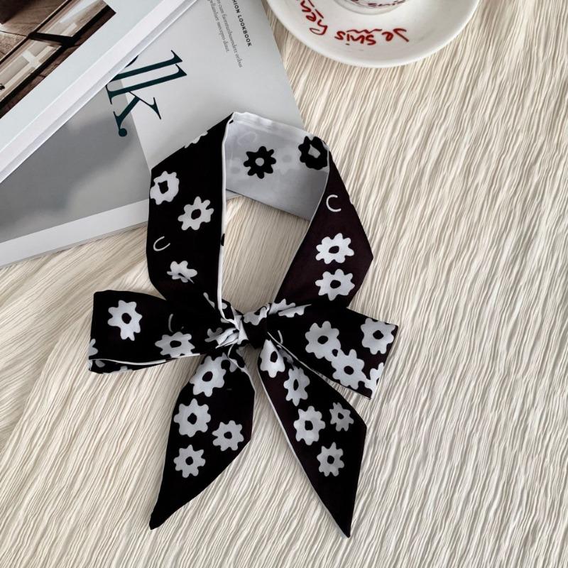 Silk scarf long strip new polka dot blue silk scarf neck scarf multi-purpose headscarf headband hair tie bag streamer belt belt