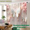Digital bedruckte Vorhänge, Rosa Gold Schmetterlingsschattenmuster, Stilvolle Fensterdekoration für Wohnzimmer Schlafzimmer Dekoration