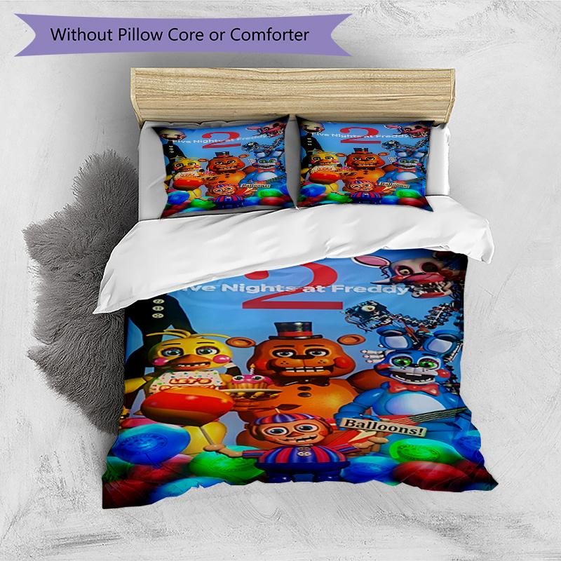 3pcs Duvet Cover Set (1*Duvet Cover + 2*Pillowcase, Without Core), Five Nights At Freddy's Print Bedding Set, Bedroom Decor, All‑Season, Birthday Gift