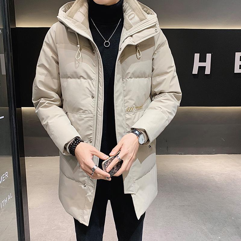 

Мужская легкая куртка средней длины с пухом 2025 года - Толстая, теплая, красивая, непродуваемая зимняя верхняя одежда XL бежевый