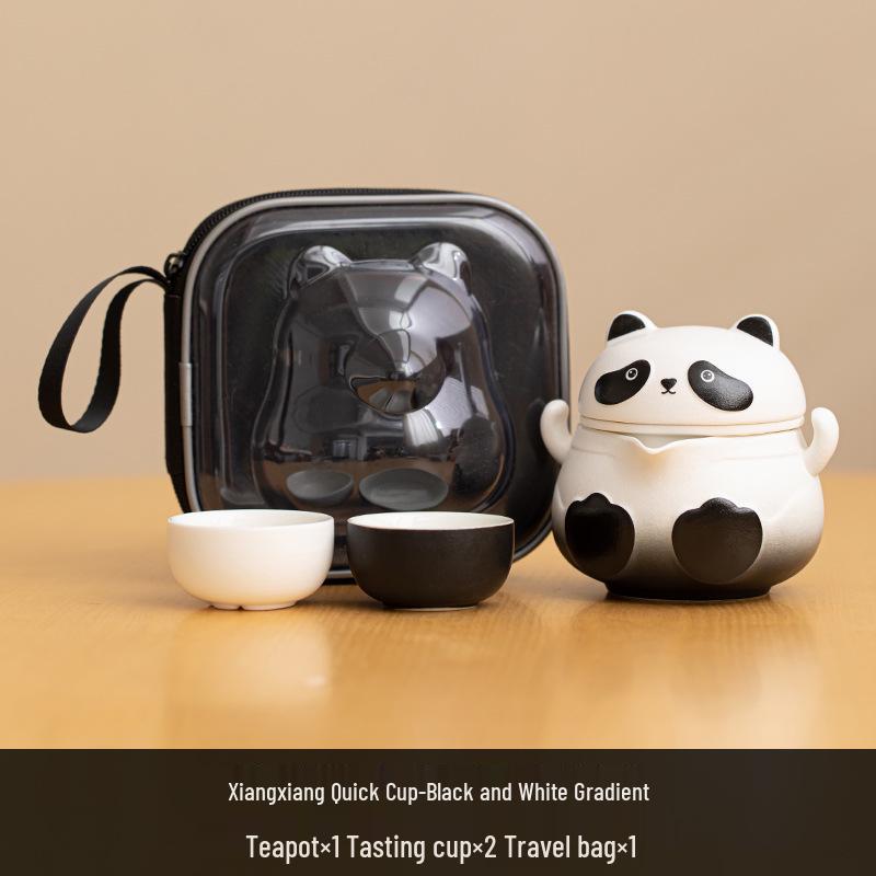 Panda Travel Tea Set: Portable Outdoor Teapot & Teacups for Camping - Elegant & Cute Design for Ladies