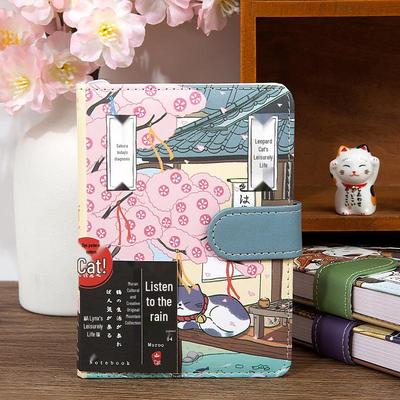 Taccuino Muran PU con Chiusura Magnetica: Yuju Bobcat Design Giapponese Premium per Gatti