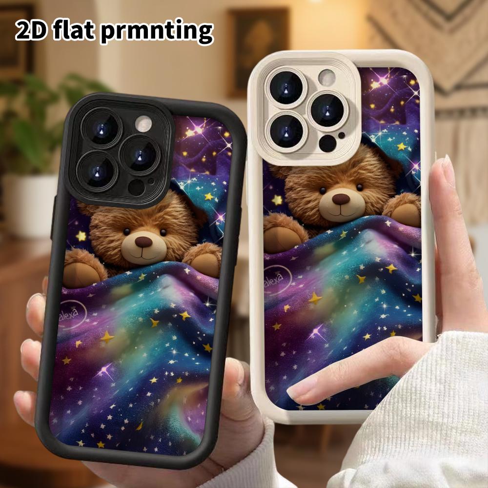 Phone Case: 2D Flat Design Suitable for iPhone 18 17 16 15 14 13 Pro Tiered Protective Case, Brown Little Bear, Christmas and Halloween Gift