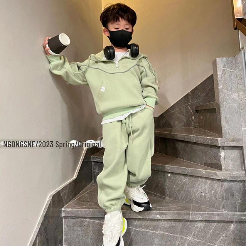 Dětský jarní a podzimní chlapecký dvoudílný set: Mikina s dlouhým rukávem ve stylu Korean & Ležérní kalhoty