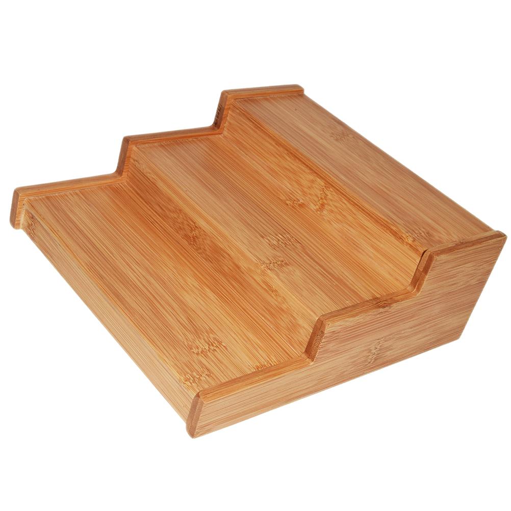 Ράφι Μπαμπού για Μπαχαρικά Βάση Επίδειξης Οργανωτής Ντουλαπιού Κουζίνας Βάζα με Ετικέτες Ράφι Πάγκου