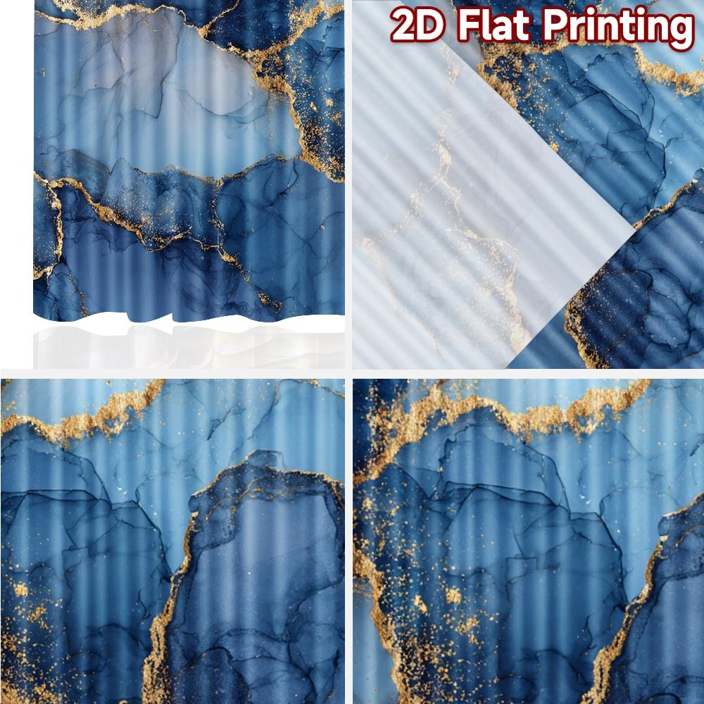 2pcs   2D FLAT PRINTING Curtains (Without Rod) Blue Marble Veins Halloween Festival Popular Curtains&Drapes Polyester Easy