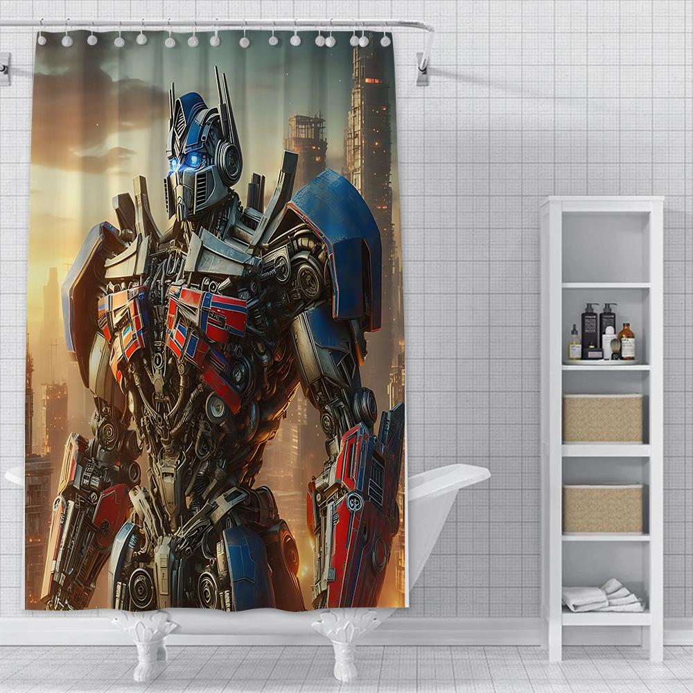 Shower Curtain Waterproof Polyester Fabric Paint Colorful Bath Curtains Transformers Autobot Home Bathroom Decor With Hook