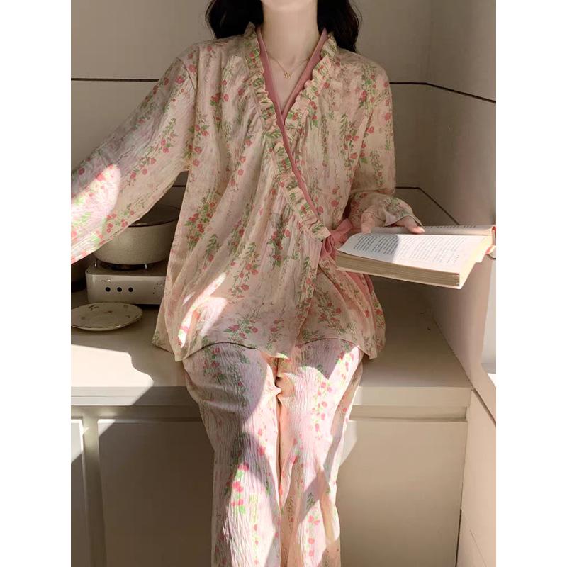 Damen Sweet & Comfortable Baumwoll-Pyjama-Set zum Binden, Frühjahr 2026