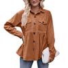 Autumn and Winter Casual Corduroy Shirts Waist Cinching Women's Blouses & Shirts