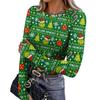 Women's Slim Fit Base Layer Long Sleeve Crewneck Pullover T-Shirt with Thumb Holes, Christmas Graphic Print Top