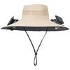 Yousheng Fisherman Hat Outdoor Fishing Hat with Moisture-Wicking Mesh Design Waterproof Coating Wide-Brimmed Dual-Power Solar Fan Hat