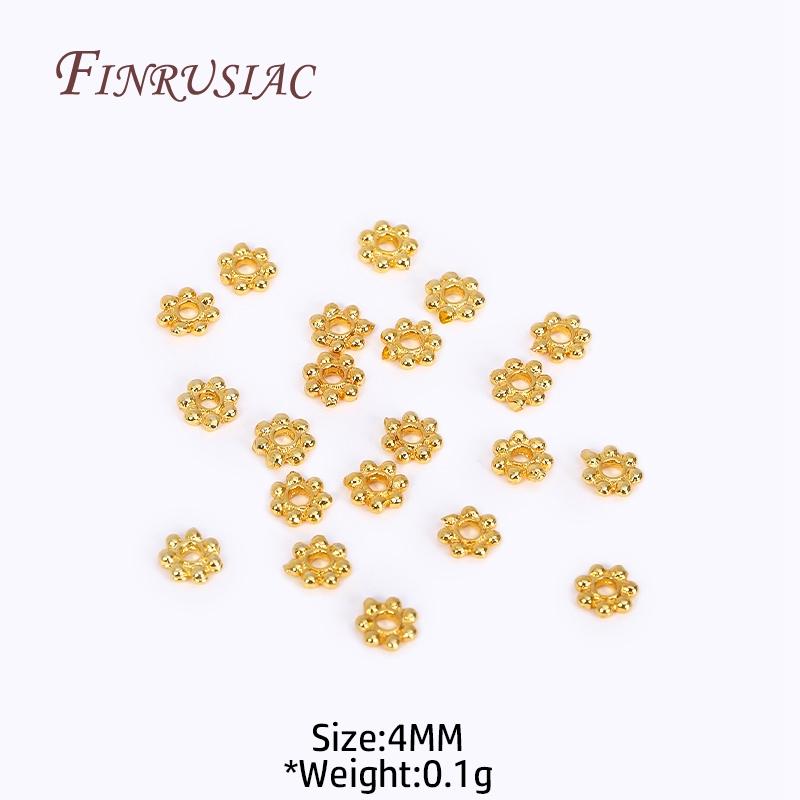 DIY Beading Jewelry Making Supplies 4/5/6MM 18K Gold Plated Flower Caps For Beads Brass Metal Snowflake Beads Spacer