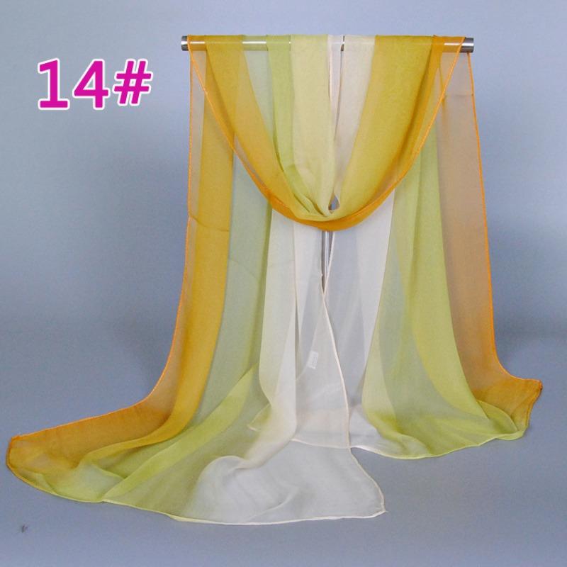 Supply imitation silk georgette silk scarf, popular bright and gradual change of color accessories scarf