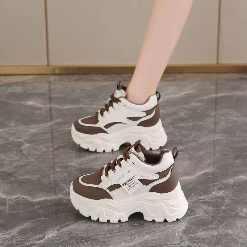 Versatile Platform Dad Shoes Women's Feet Small Height-increasing Shoes 2025 New Spring and Autumn Muffin Casual Sports Shoes