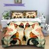 Cartoon Calico Cat Pattern Bedding Home Decoration Birthday Gift (1 * duvet cover + 2 * pillowcase, without core)
