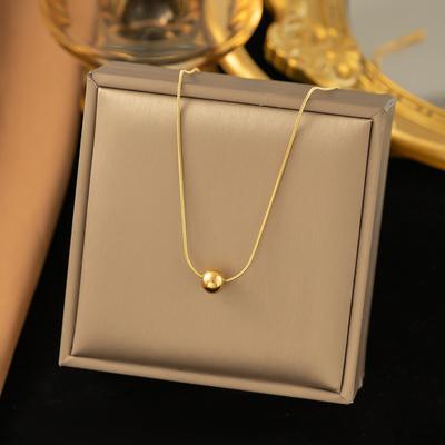 Minimalist Round Bead Pendant Necklace for Women Stainless Steel Clavicle Choker Long Chain Fashion  Statement Girl Gift