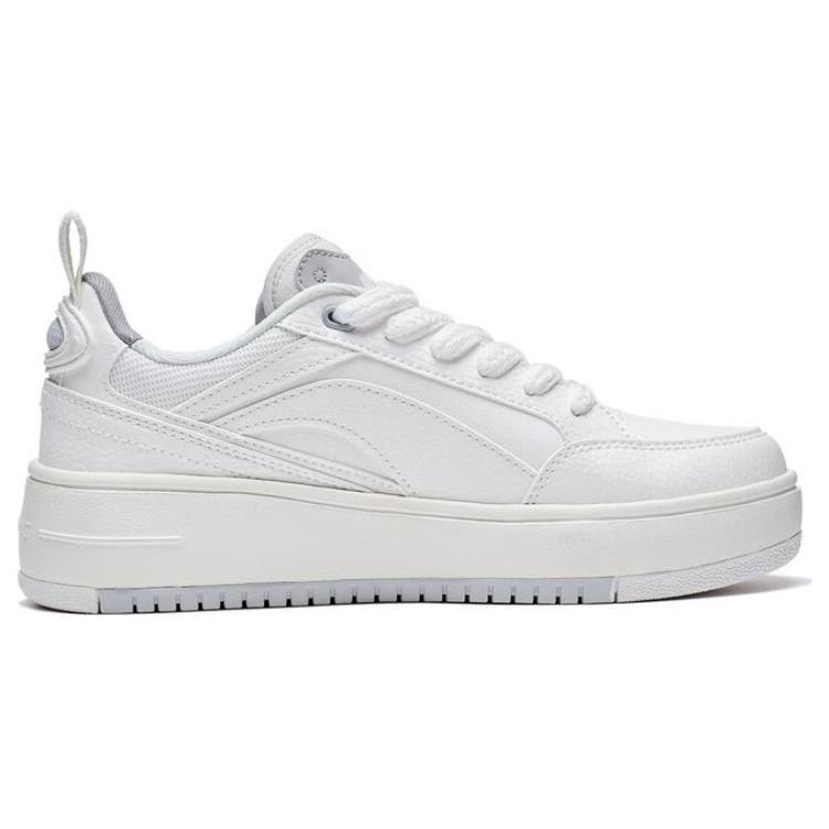 Li Ning Floating Light Slip Resistant Abrasion Resistant Low top Skateboard Shoes Women's White Gray AGCT142-1