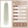 Bohemian Viking Braided Ponytail Hairpiece with Dreadlock & Beads - 24”