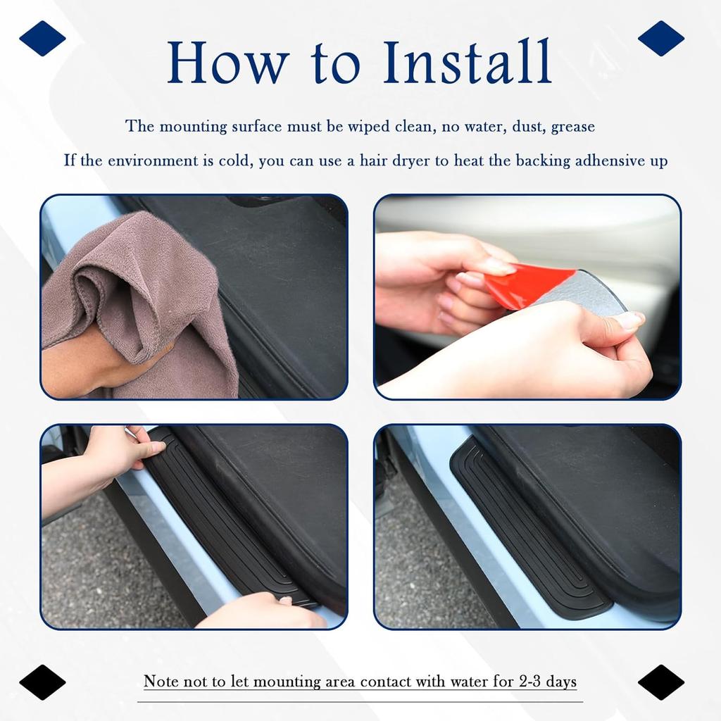4PCS 1.68" Width Car Door Sill Protector,Automotive Door Entry Guard For Non-Slip And Sill Steps Protection,Universal Anti-Collision Car Doors
