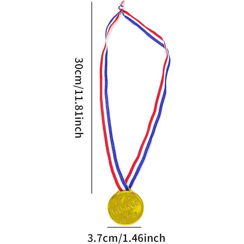 10 piezas de medallas de plástico doradas para niños, premios para fiestas, premios para competiciones escolares, premios para clases, rellenos para piñatas de carnaval