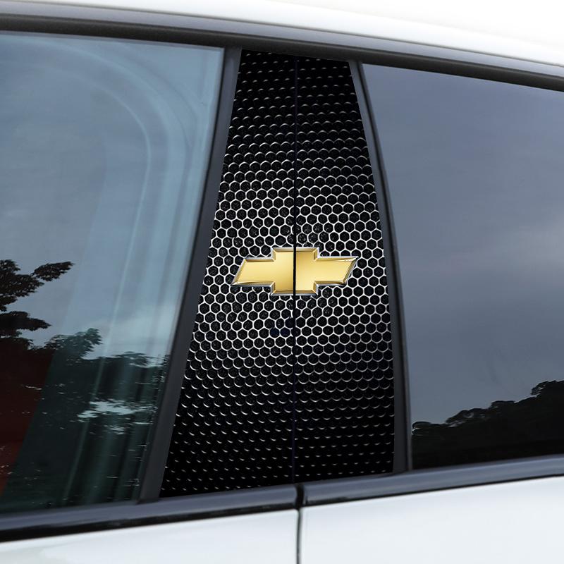 2Pcs Car B-pillar Sticker Door Center Pillar Anti-Scratch Decals For Chevrolet Corvette Montana TrailBlazer Silverado Traverse