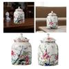 Porcelain Tea Canister Decorative Flower Vase for Tabletop Livingroom Office