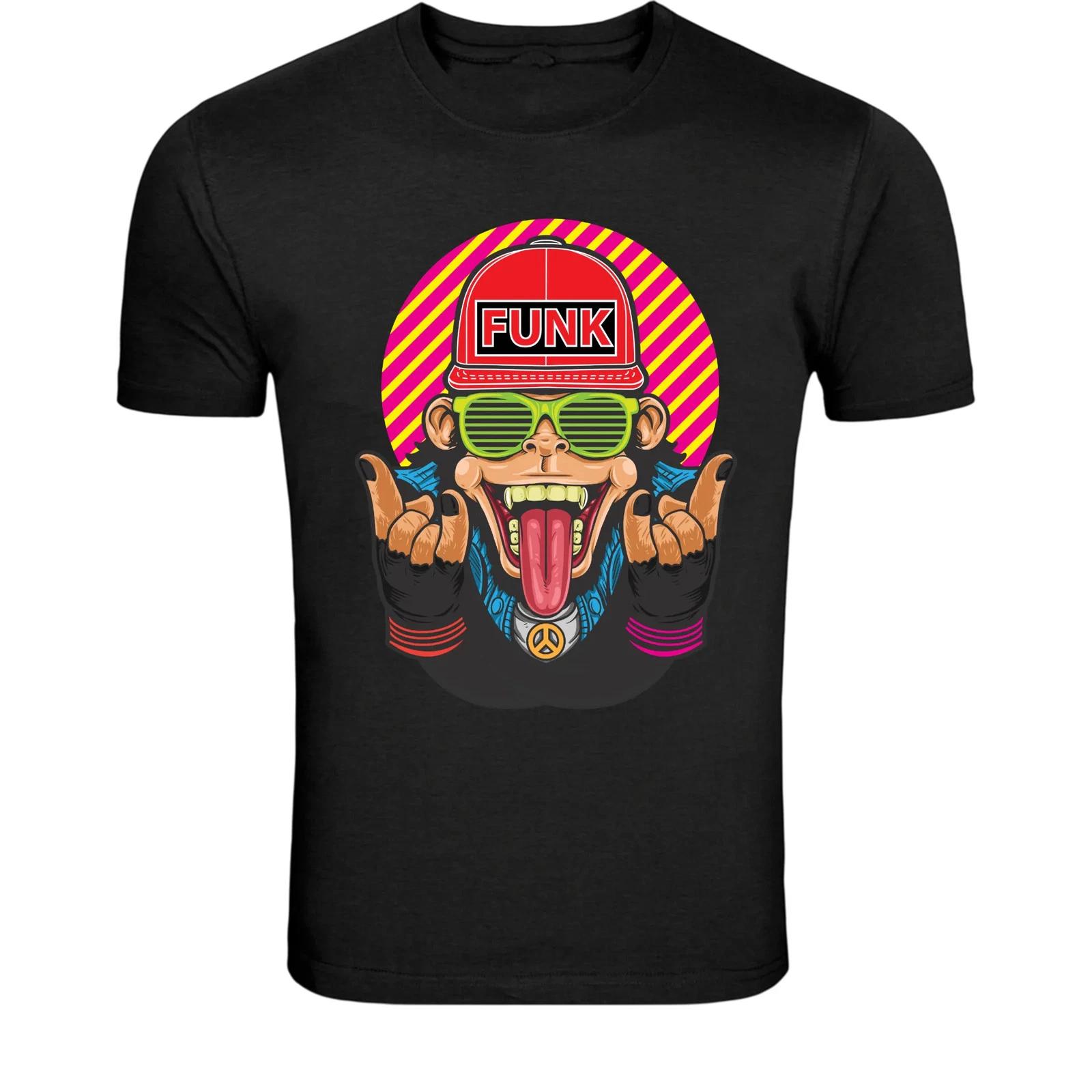 Funky Monkey Rock T-Shirt - Retro Funk Ape Graphic Tee S