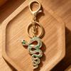 Keychain Pendant Sparkling Rhinestones Inlaid Zinc Alloy Snake Shape Key Chain Lightweight Car Bag Accessory