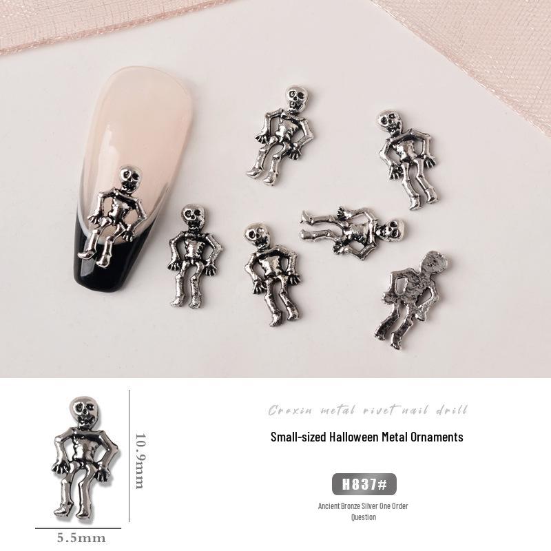 Japanese Metal Nail Art: Halloween Ghost Claw, Skull & Spider Rhinestone Stickers