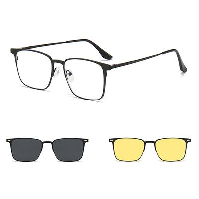 Lunettes de mode pour hommes en alliage 2+1 avec clip solaire et lunettes de vision nocturne pour femmes
