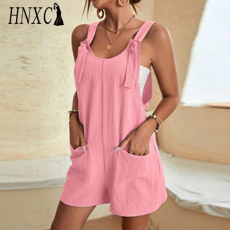 HNXC Women's Fashion Casual Solid Color Print Summer Spring Sleeveless Suspenders Trousers Jumpsuits & Rompers