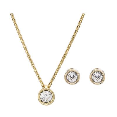 WESTISLAND Kristall Koralle Halskette und Ohrringe Set 14K_WI8062231