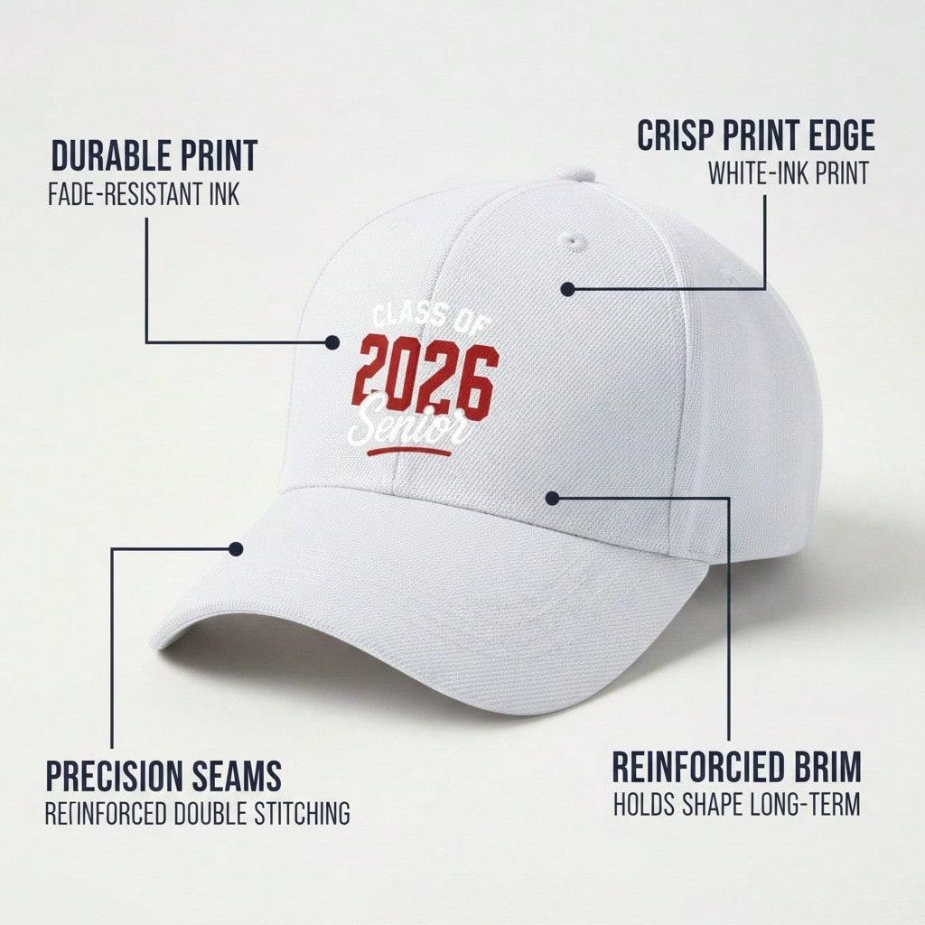 [Graduation Baseball Cap] Class Of 2026 Senior Print Polyester Adjustable Breathable Casual Streetwear Daily Wear Baseball Hat - Dad Hat, Sun Cap