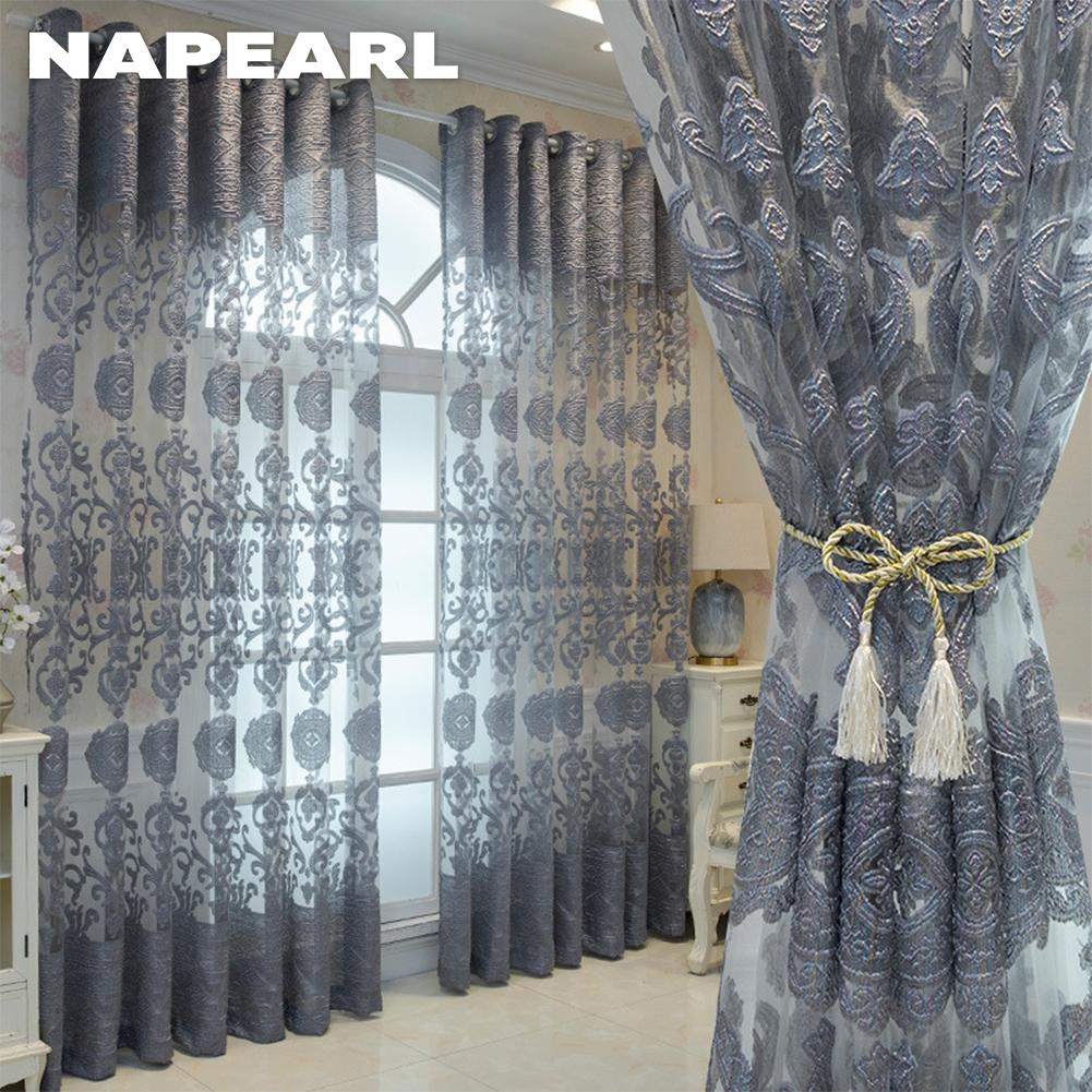 1PC NAPEARL European-style Luxury Jacquard Curtain Transparent Sheer Curtain for Living Room Bedroom Balcony WindowHome Decor