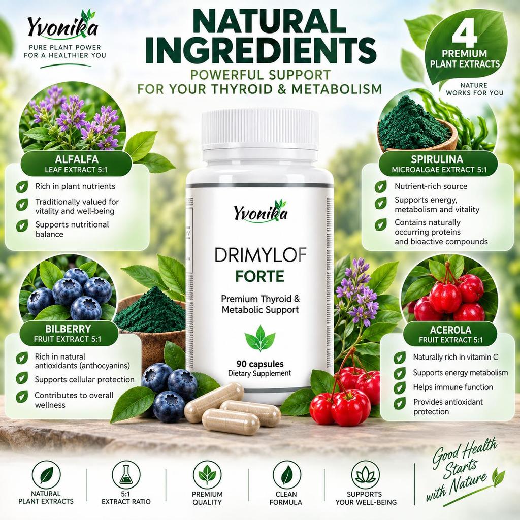 Yvonika Drimylof Forte – Premium Thyroid & Metabolic Support, 90 Capsules